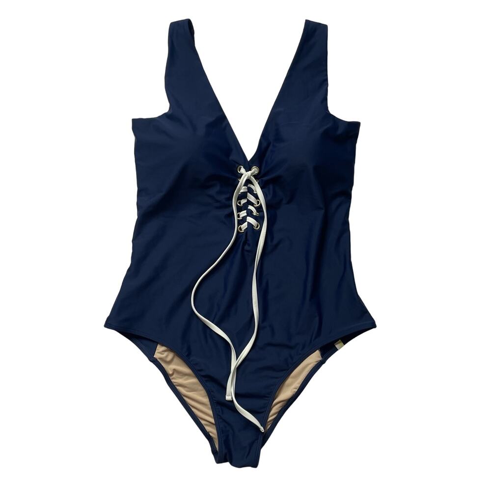 Summersalt Lace Up Swimsuit Navy Blue Padded Size 14